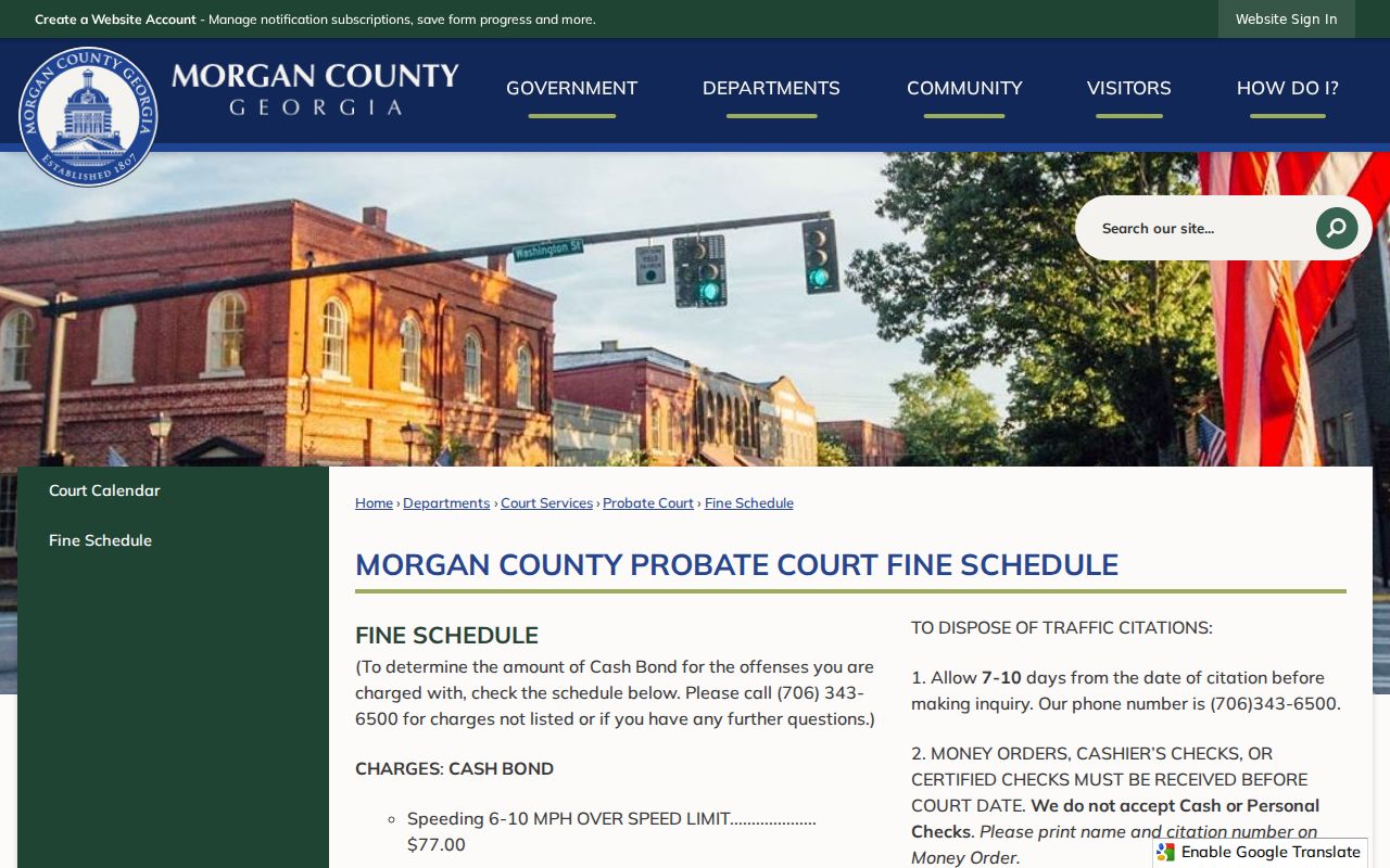 Morgan County bench warrant traffic cash bond schedule