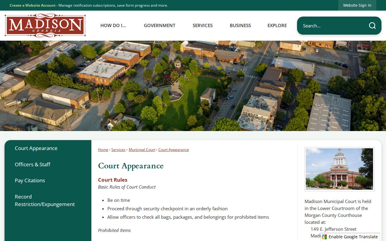 Madison Municipal Court Lower Courtroom appearance guidance