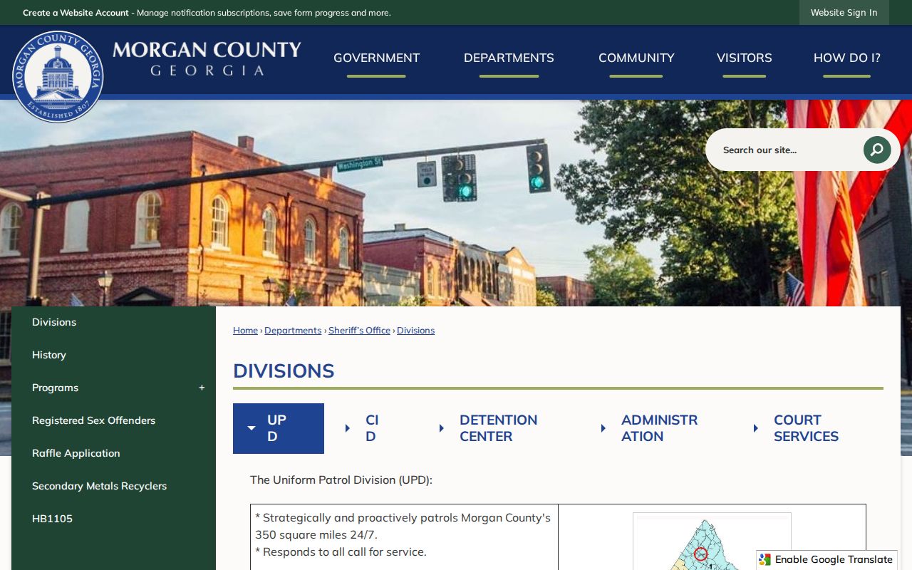 Morgan County arrest warrant Sheriff Administration divisions