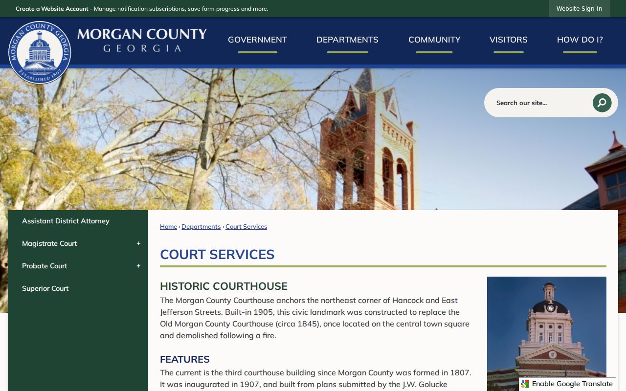 Morgan County warrant court historic courthouse information